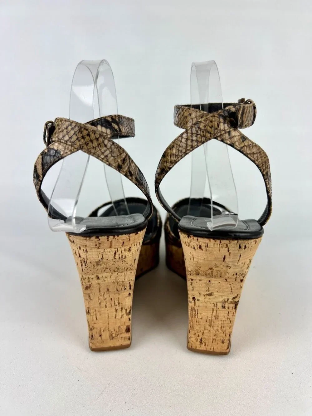 Donald J Pliner Womens Sail Platform Cork Wedge Sandals Brown Snake size 10.5